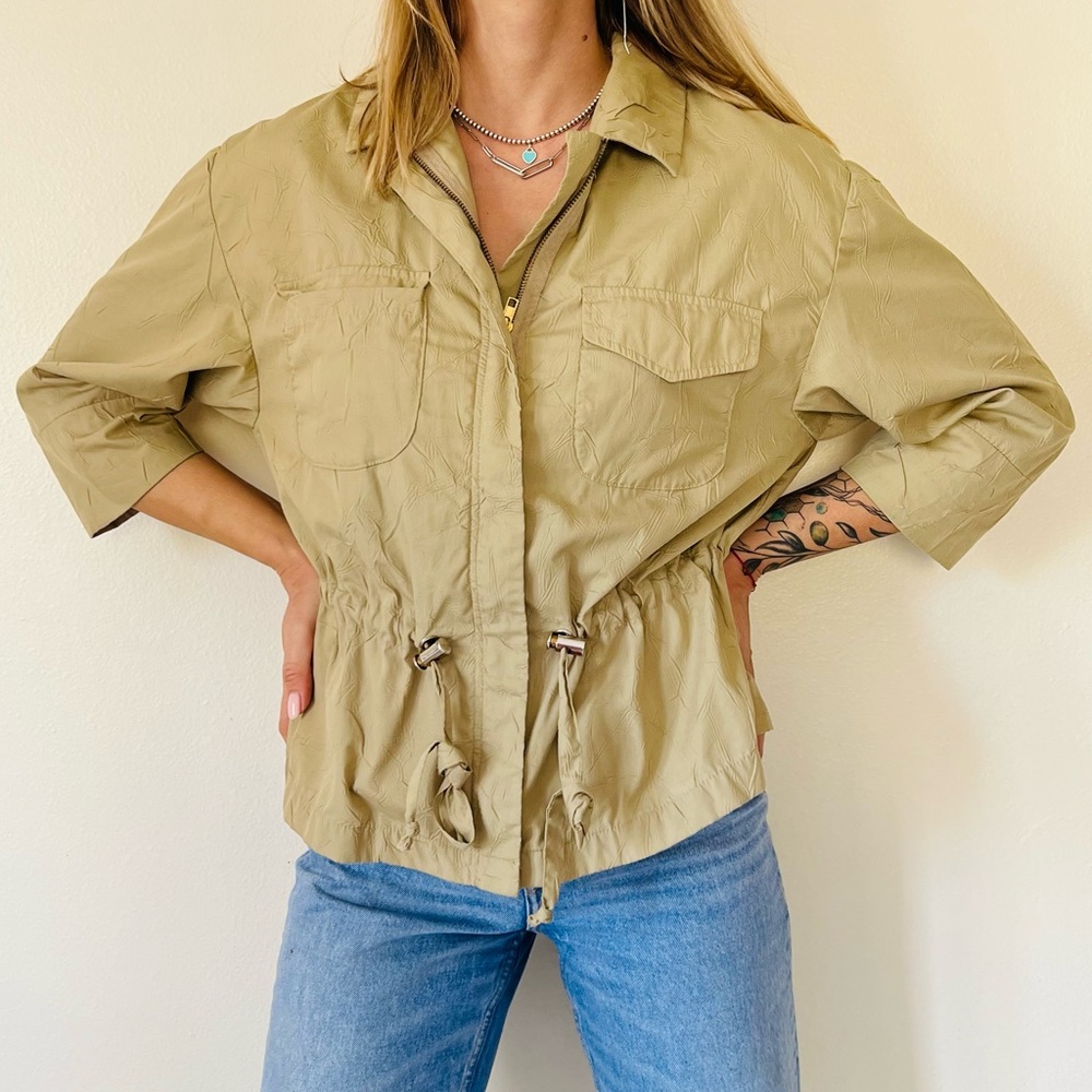 Irina Shabayeva for INC Drawstring Waist Tan lightweight Jacket - Picture 4 of 8